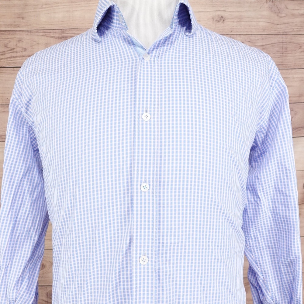 English Laundry Shirt Mens XL 17 34/35 Check Long Sleeve Button Up Dress Shirt